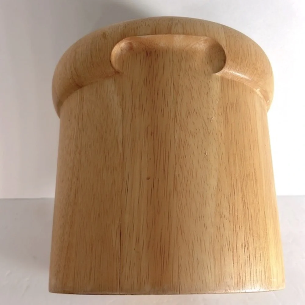 Goodwood Vintage MCM Genuine Teak Ice Bucket With Lid & Plastic Interior Liner